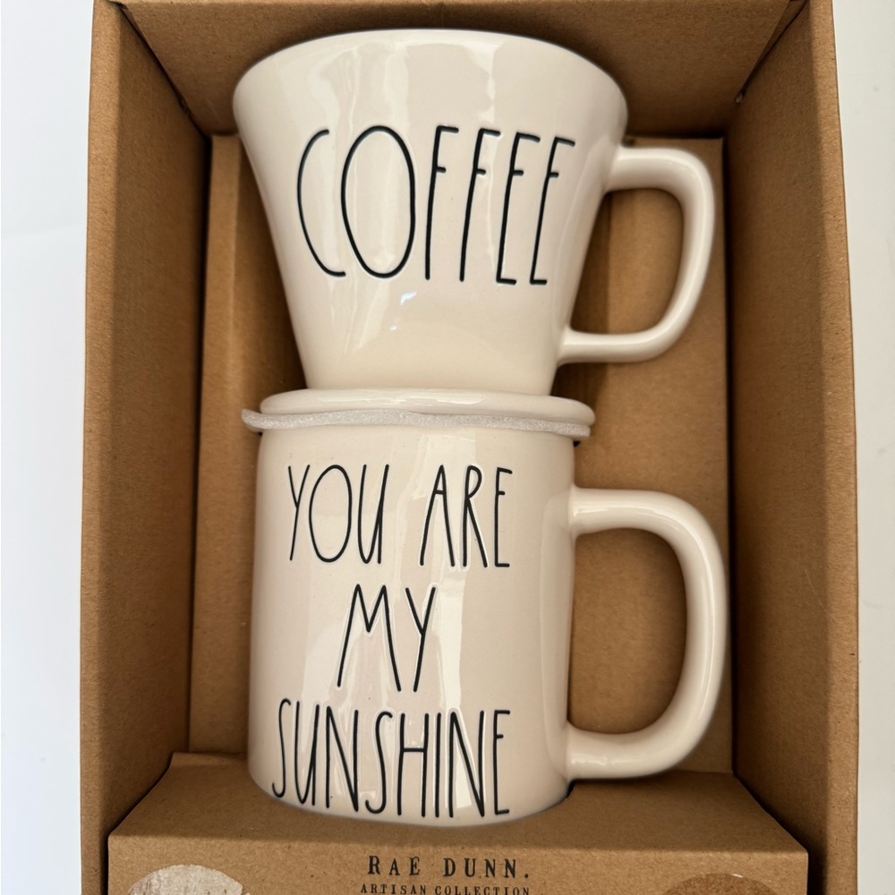 New in box Rae Dunn drip coffee set mug You are my sunshine